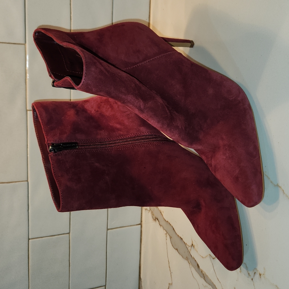 Vince Camuto Maroon Leather Heel Bootie